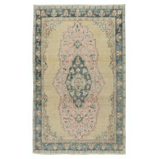Vintage Handmade Turkish Area Rug with Medallion Design