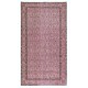 Hand-Made Floral Design Wool Rug from Turkey. Pink Color Re-Dyed Area Rug