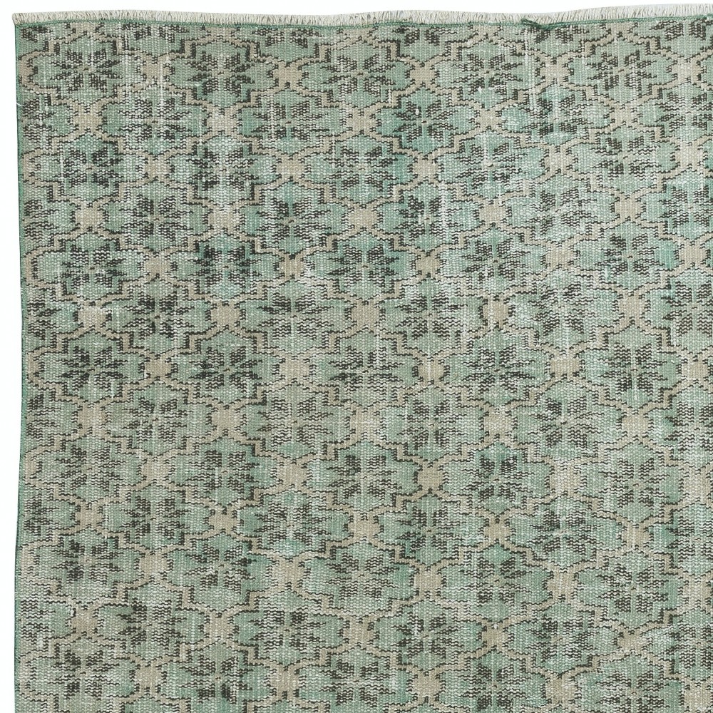 Decorative Green Color Handmade Turkish Area Rug for Contemporary Interiors