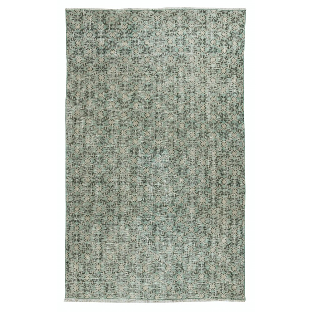 Decorative Green Color Handmade Turkish Area Rug for Contemporary Interiors