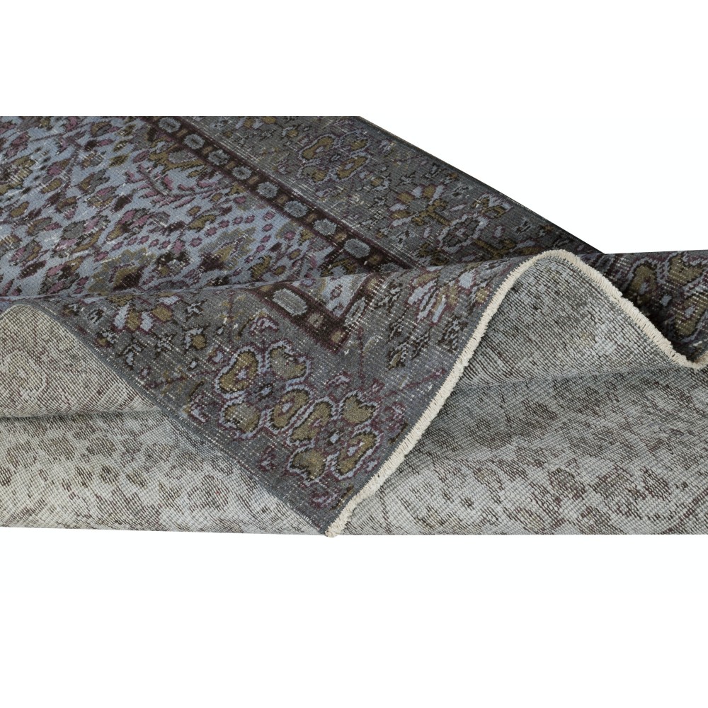 Modern Flower Design Area Rug in Blue, Hand-woven and Hand-knotted in Turkey