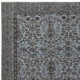 Modern Flower Design Area Rug in Blue, Hand-woven and Hand-knotted in Turkey