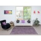Vintage Handmade Turkish Area Rug redyed in Purple Color for contemporary interiors