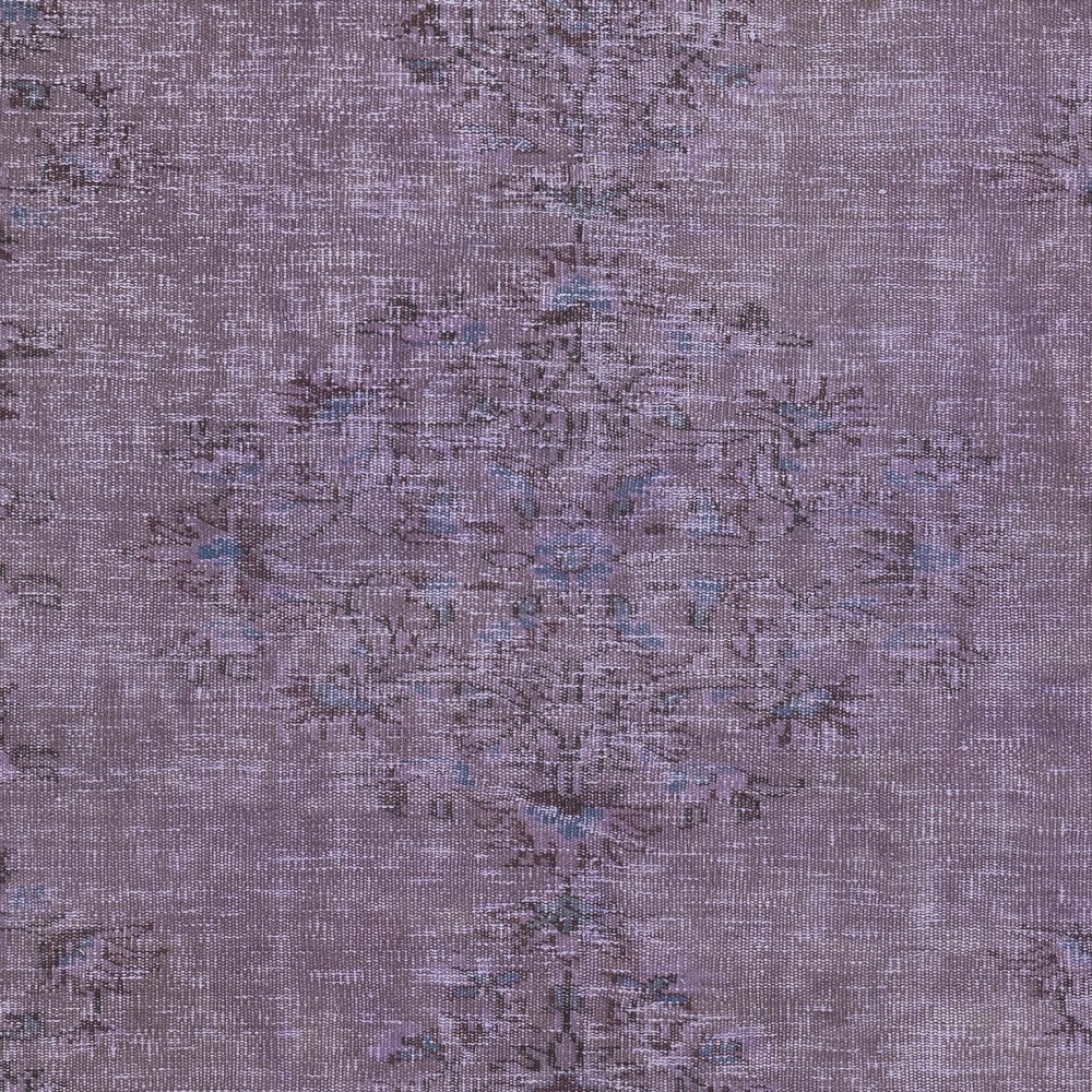 Vintage Handmade Turkish Area Rug redyed in Purple Color for contemporary interiors