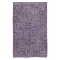 Vintage Handmade Turkish Area Rug redyed in Purple Color for contemporary interiors