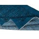 Vintage Handmade Turkish Area Rug redyed in Dark Blue Color for modern interiors