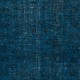 Vintage Handmade Turkish Area Rug redyed in Dark Blue Color for modern interiors