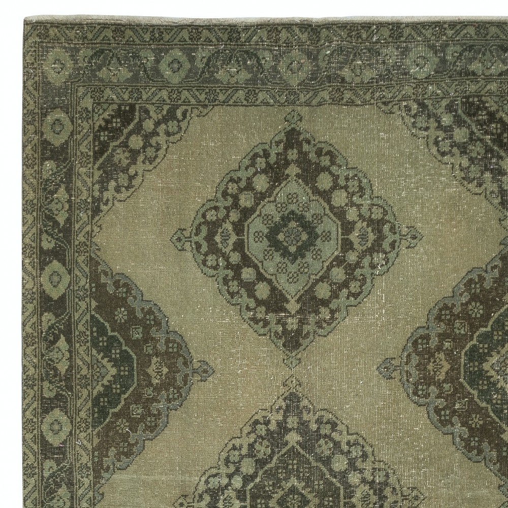 Green Hallway Runner. Kitchen Rug. Handmade Corridor Rug. Stair Rug