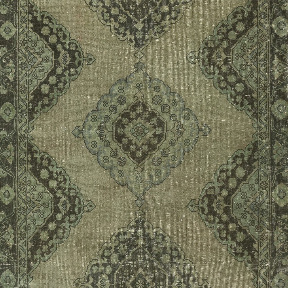 Green Hallway Runner. Kitchen Rug. Handmade Corridor Rug. Stair Rug
