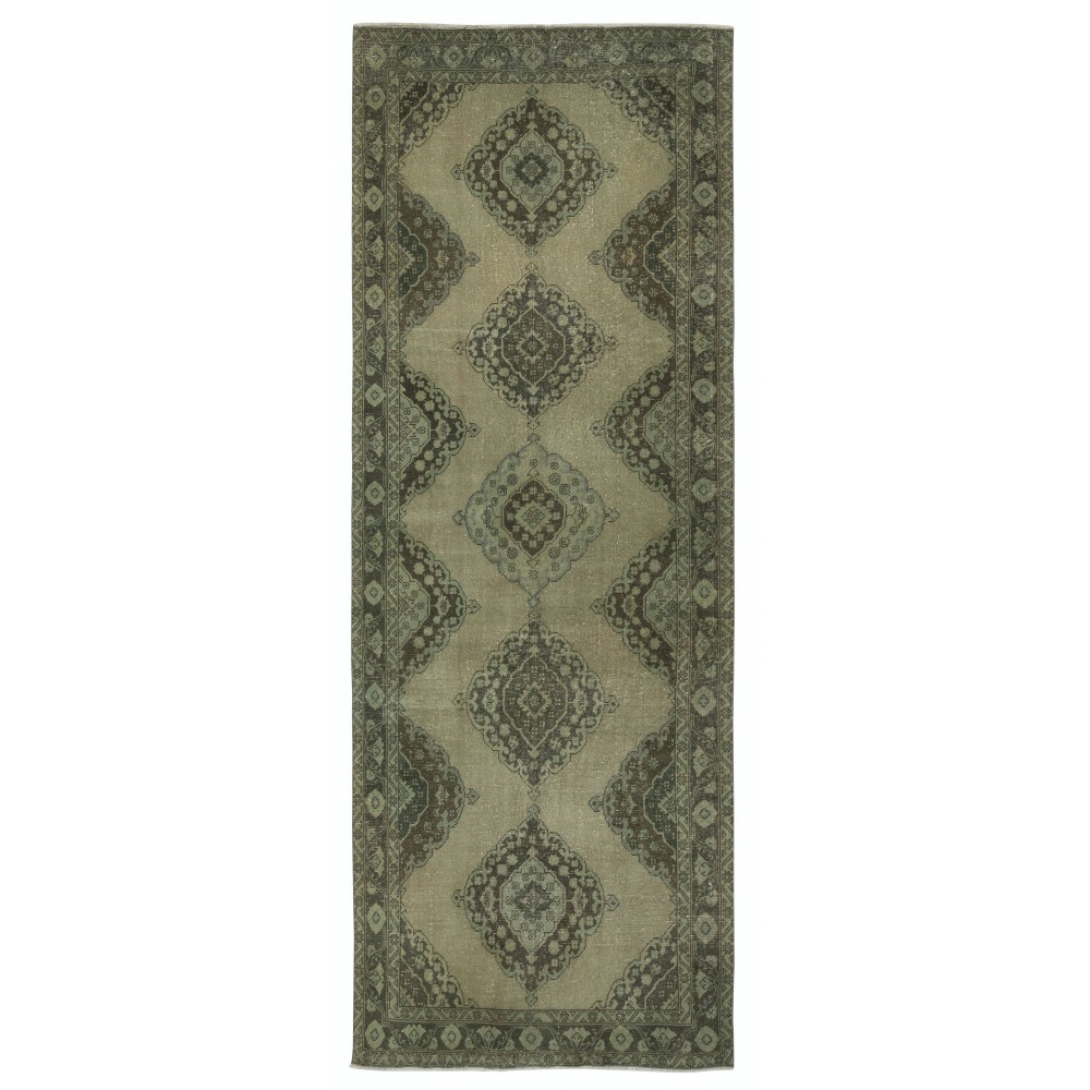 Green Hallway Runner. Kitchen Rug. Handmade Corridor Rug. Stair Rug