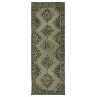 Green Hallway Runner. Kitchen Rug. Handmade Corridor Rug. Stair Rug