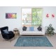 Contemporary Hand Knotted Turkish Wool Area Rug Re-Dyed in Blue Color