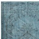Contemporary Hand Knotted Turkish Wool Area Rug Re-Dyed in Blue Color