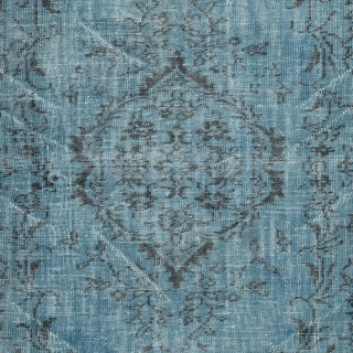 Contemporary Hand Knotted Turkish Wool Area Rug Re-Dyed in Blue Color Contemporary Hand Knotted Turkish Wool Area Rug Re-Dyed in Blue Color