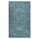 Contemporary Hand Knotted Turkish Wool Area Rug Re-Dyed in Blue Color