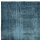 Modern Area Rug Overdyed in Solid Blue, Hand-woven and Hand-knotted in Turkey