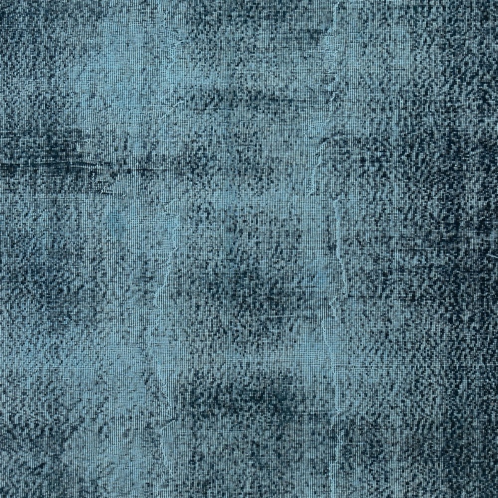 Modern Area Rug Overdyed in Solid Blue, Hand-woven and Hand-knotted in Turkey
