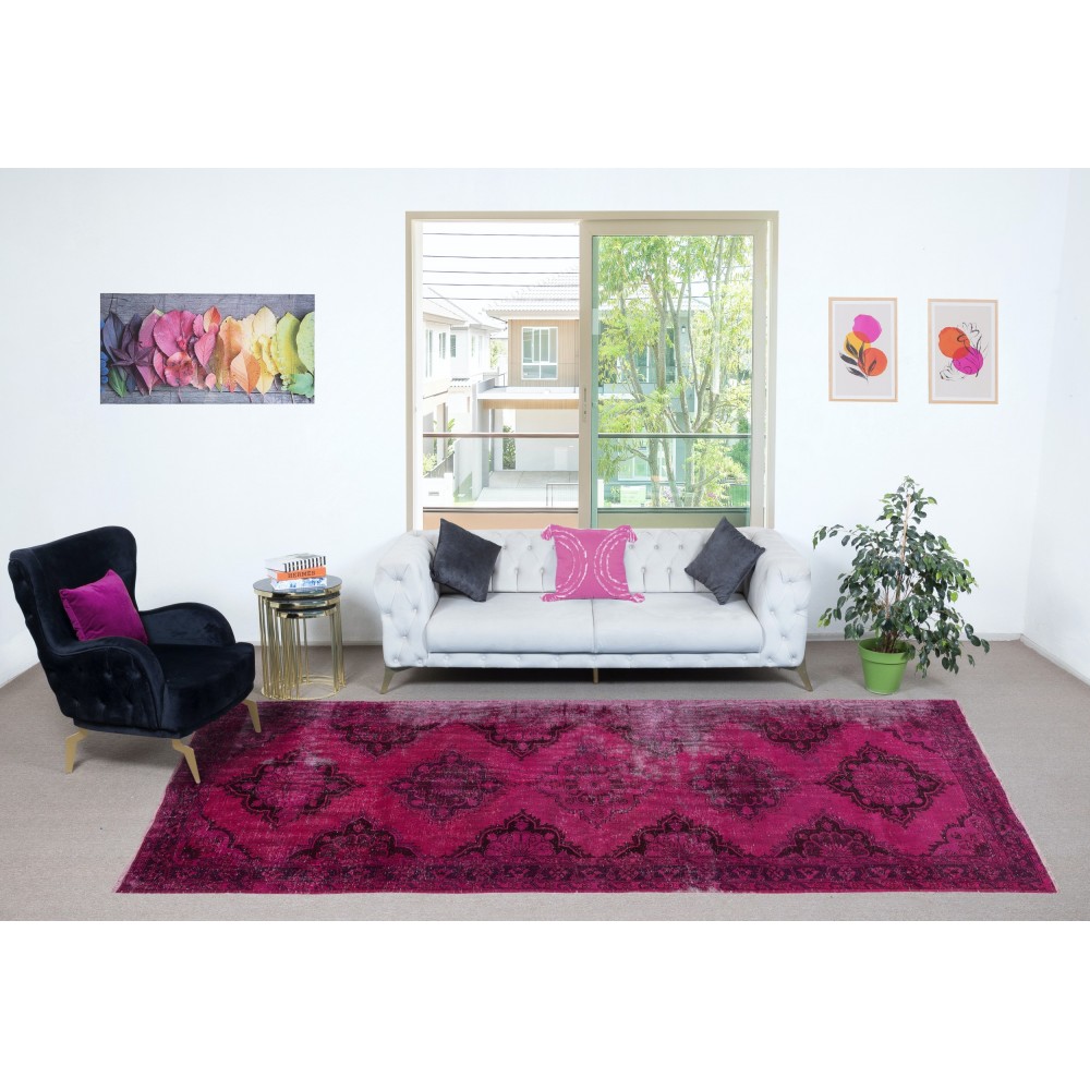 Handmade Hallway Runner. Kitchen Rug. Corridor Rug. Pink Color Stair Rug. Entryway Rug