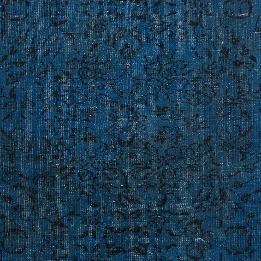 Contemporary Handmade Navy Blue Color Area Rug, Hand Knotted Turkish Floor Covering