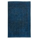 Contemporary Handmade Navy Blue Color Area Rug, Hand Knotted Turkish Floor Covering