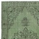 Authentic Handmade Green Color Turkish Area Rug for Modern Interiors