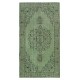 Authentic Handmade Green Color Turkish Area Rug for Modern Interiors