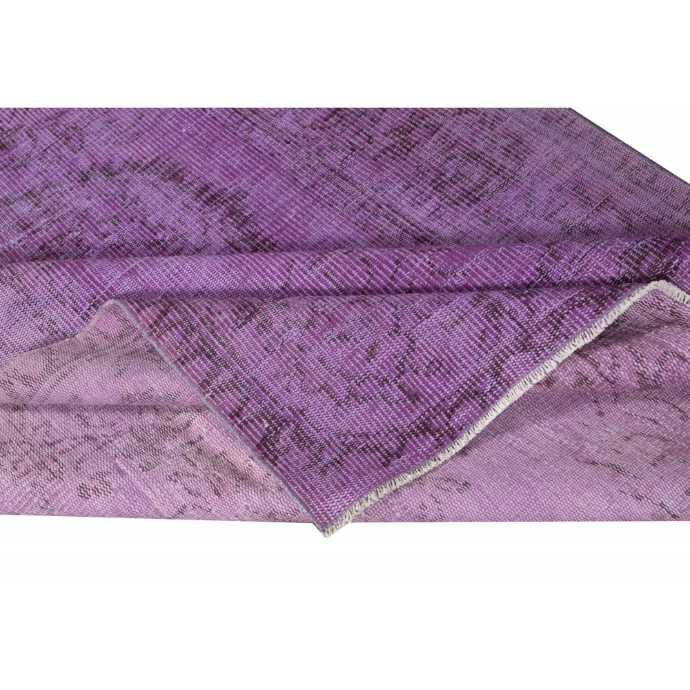Turkish Floor Rug in Purple Color, Modern Hand Knotted Rug for Kitchen and Living Room