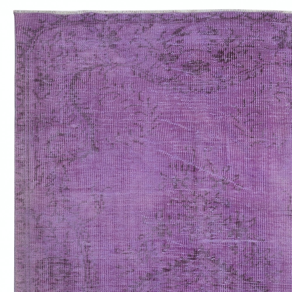 Turkish Floor Rug in Purple Color, Modern Hand Knotted Rug for Kitchen and Living Room