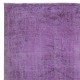Turkish Floor Rug in Purple Color, Modern Hand Knotted Rug for Kitchen and Living Room