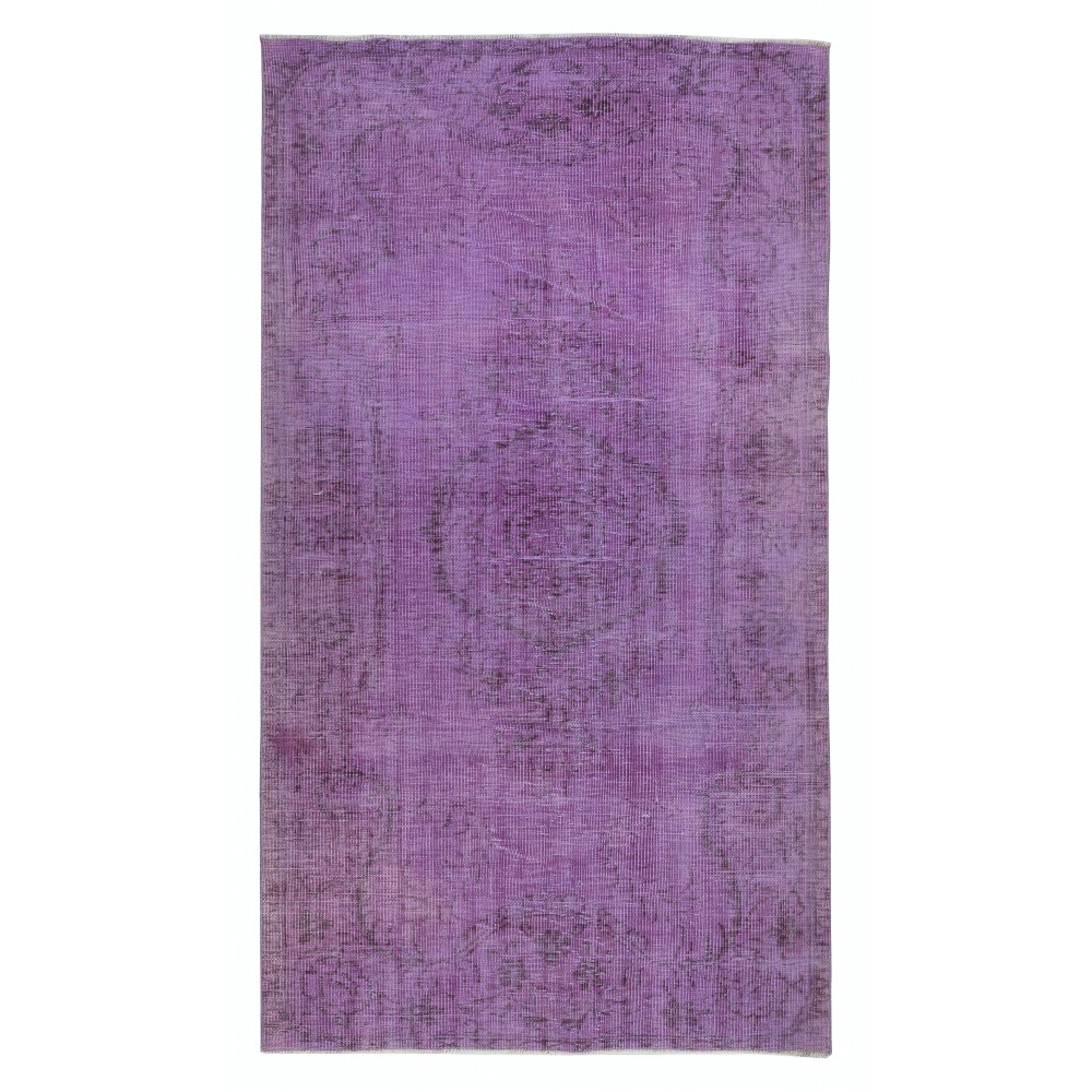 Turkish Floor Rug in Purple Color, Modern Hand Knotted Rug for Kitchen and Living Room
