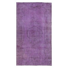 Turkish Floor Rug in Purple Color, Modern Hand Knotted Rug for Kitchen and Living Room