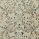 Vintage Hand-Made Beige Turkish Area Rug with Floral Design & Solid Navy Blue Border