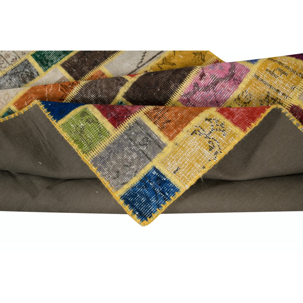 Modern Bohemian Style Patchwork Rug. Handmade from Re-Dyed Vintage Carpets. Custom Options Available