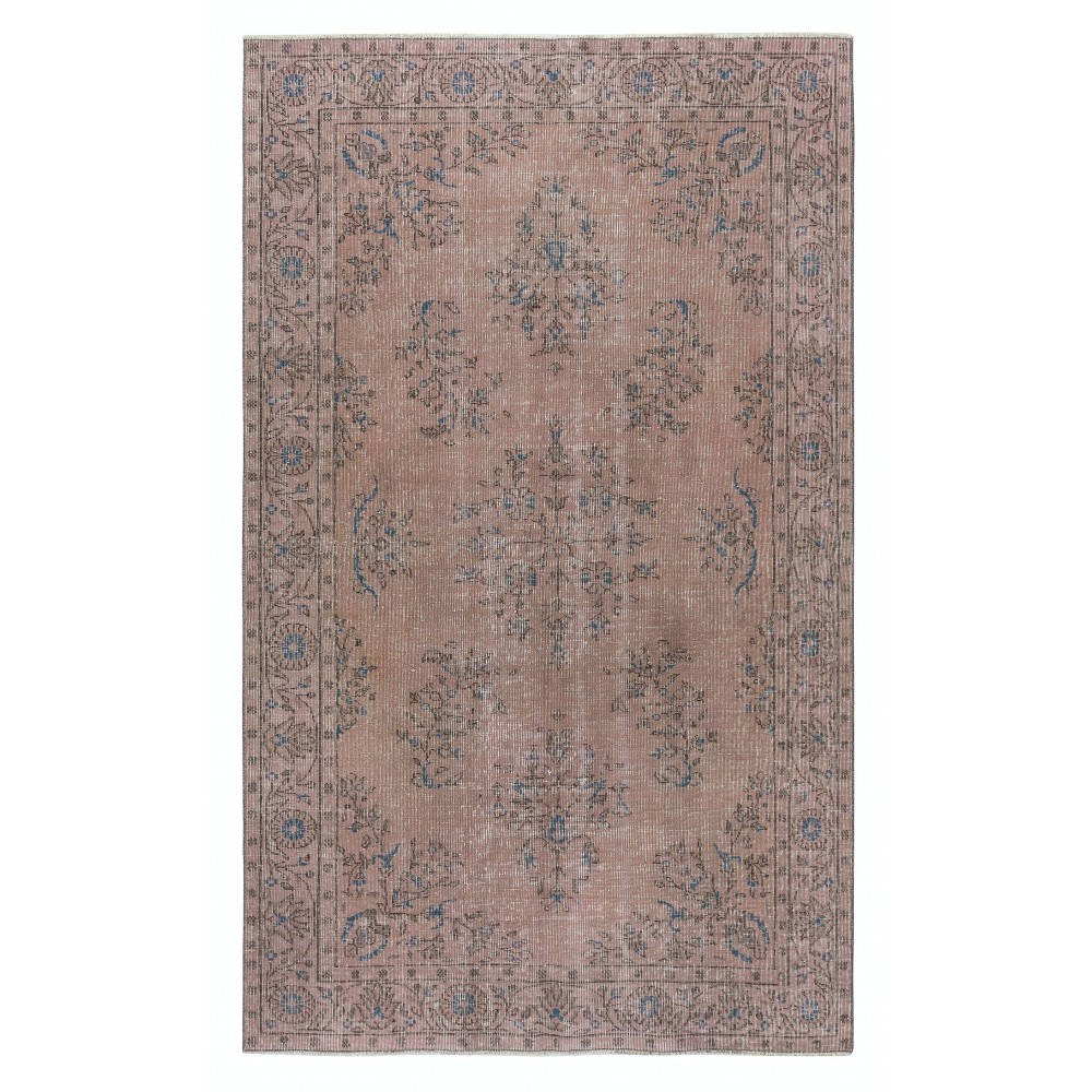 Modern Pink Color Area Rug. Handmade Turkish Floor Rug. Bohemian Home Decor
