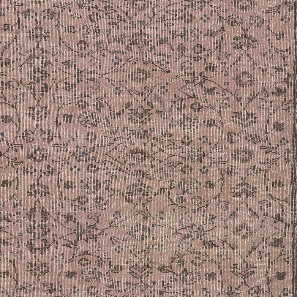 Pink Color Hand Knotted Turkish Wool Area Rug with Floral Design. Gift for Girls