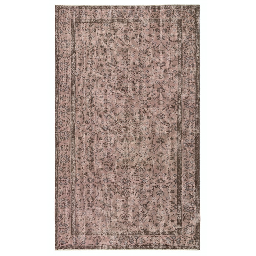 Pink Color Hand Knotted Turkish Wool Area Rug with Floral Design. Gift for Girls