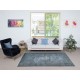 Vintage Handmade Turkish Area Rug redyed in Blue Color for modern interiors