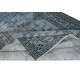 Vintage Handmade Turkish Area Rug redyed in Blue Color for modern interiors