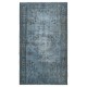 Vintage Handmade Turkish Area Rug redyed in Blue Color for modern interiors