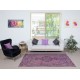 Handmade Anti-bacterial Area Rug, Purple Color Hand Knotted Turkish Rug