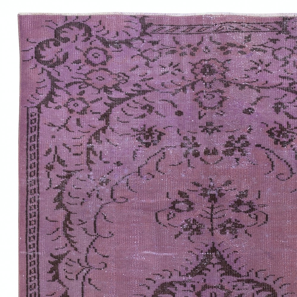 Handmade Anti-bacterial Area Rug, Purple Color Hand Knotted Turkish Rug