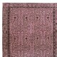 Hand-Made Floral Patterned Wool Rug from Turkey. Pink Color Re-Dyed Area Rug