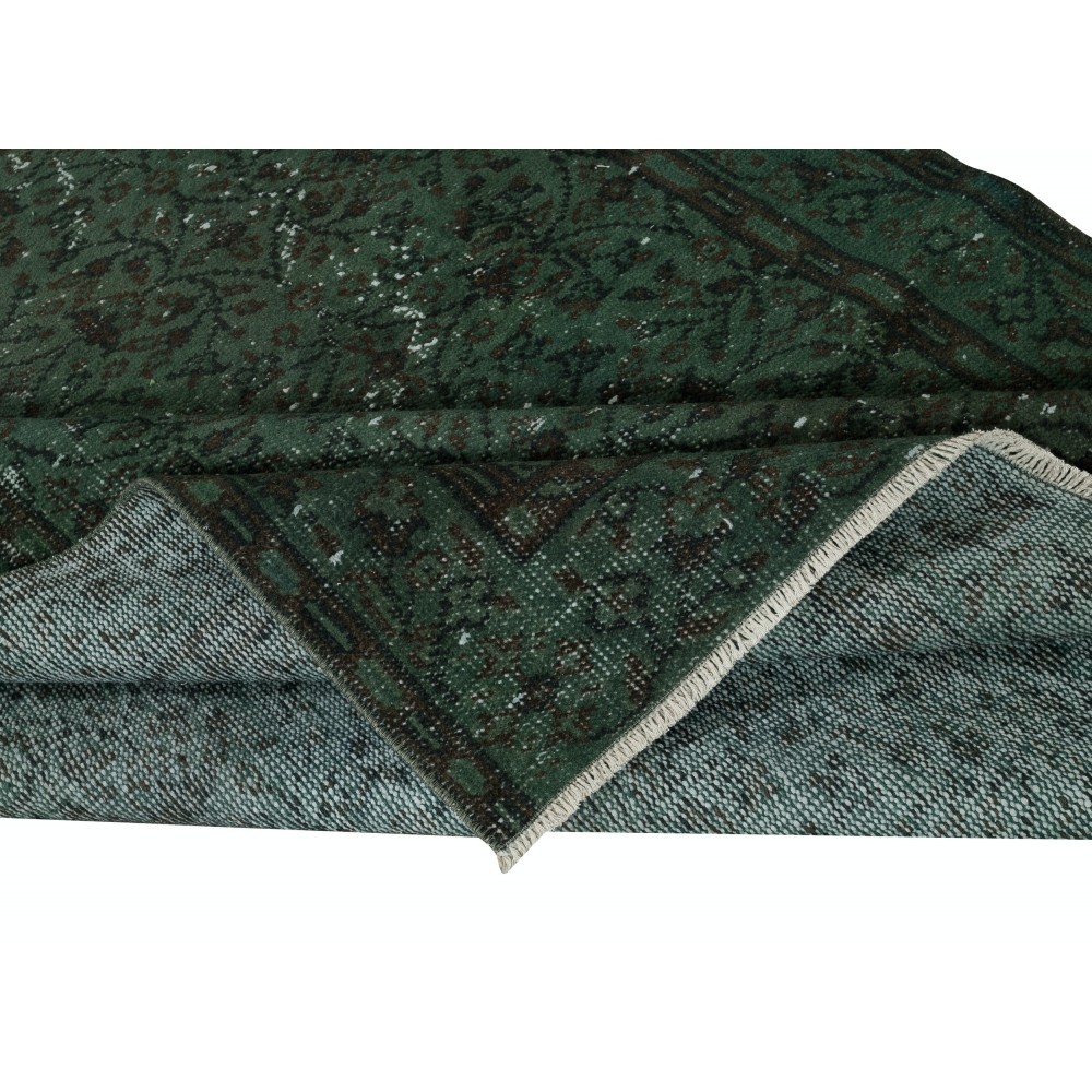 Modern Handmade Turkish Wool Area Rug in Dark Green