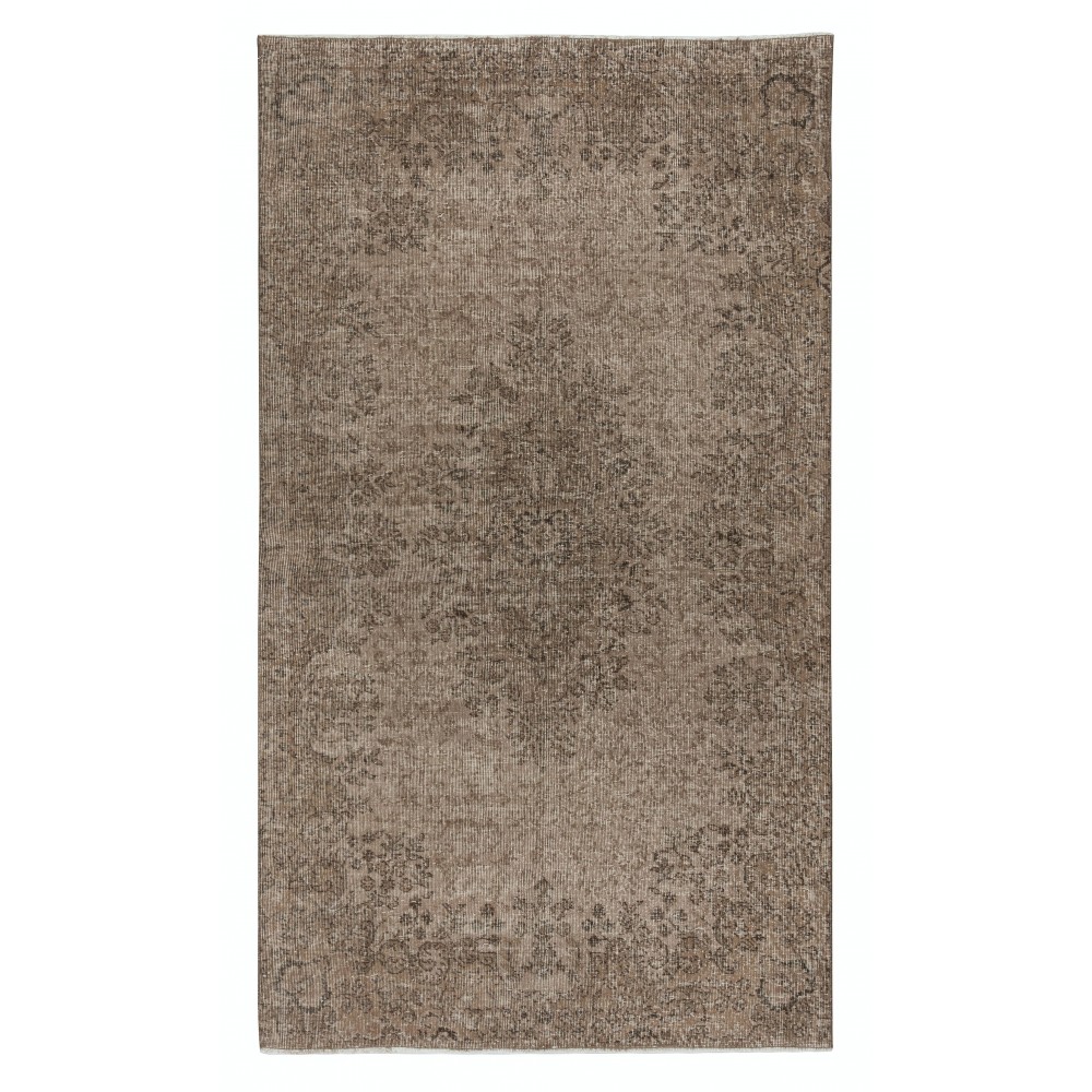 Modern Wool Area Rug in Brown. Hand-Knotted in Turkey