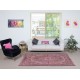 Vintage Handmade Turkish Wool Area Rug redyed in Pink Color for contemporary interiors
