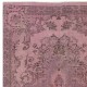 Vintage Handmade Turkish Wool Area Rug redyed in Pink Color for contemporary interiors