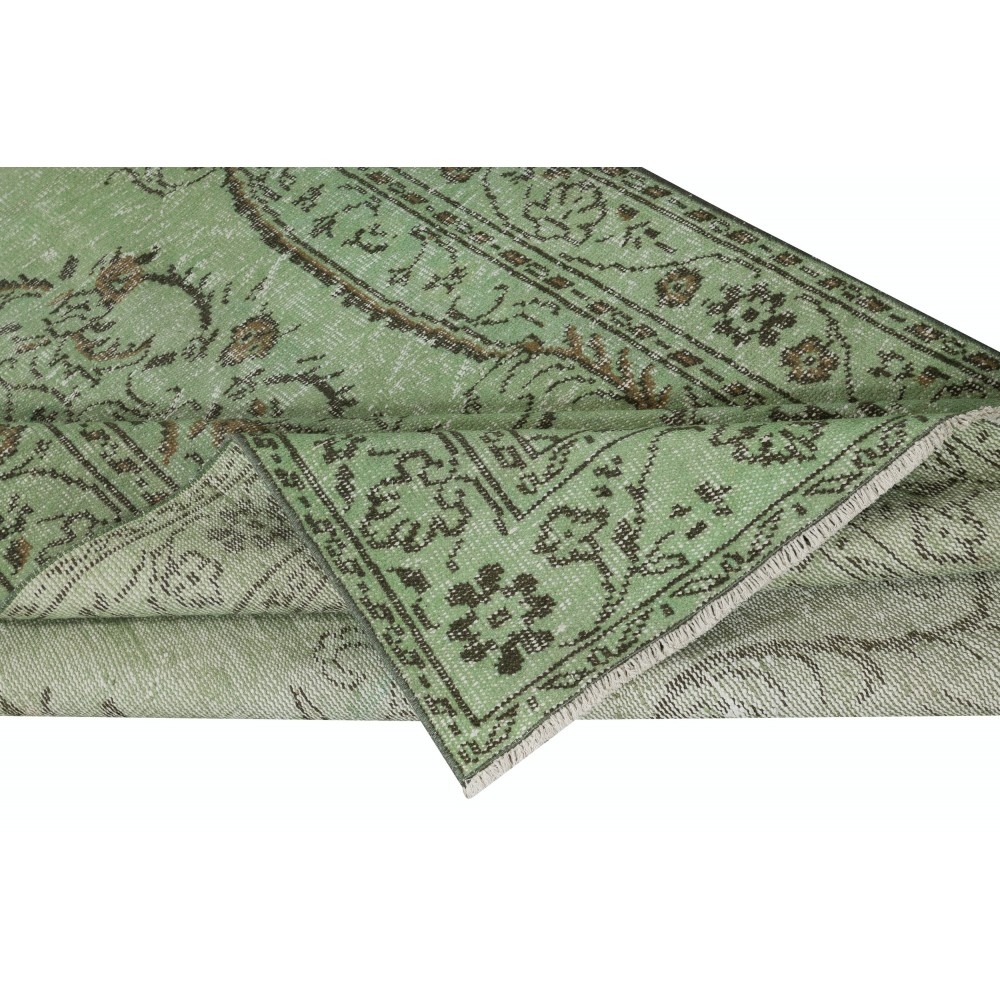 Contemporary Handmade Turkish Wool Area Rug in Green