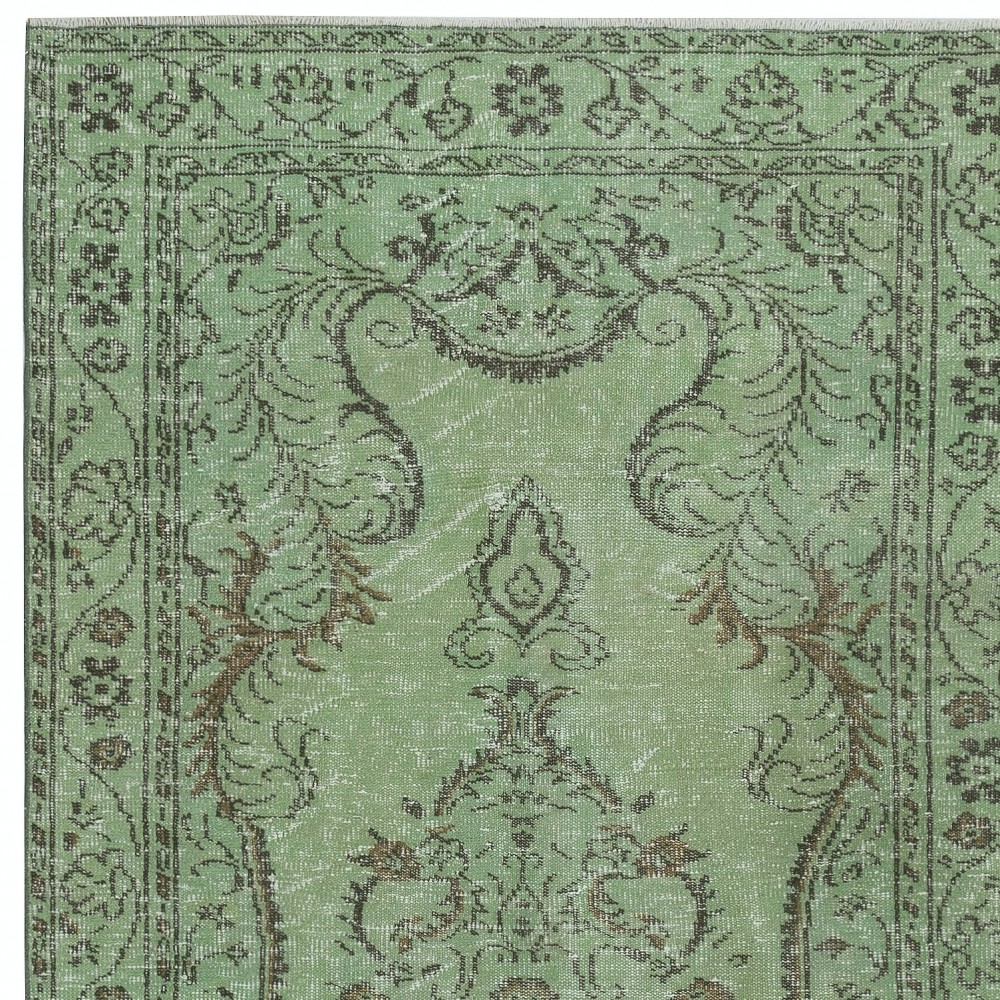 Contemporary Handmade Turkish Wool Area Rug in Green