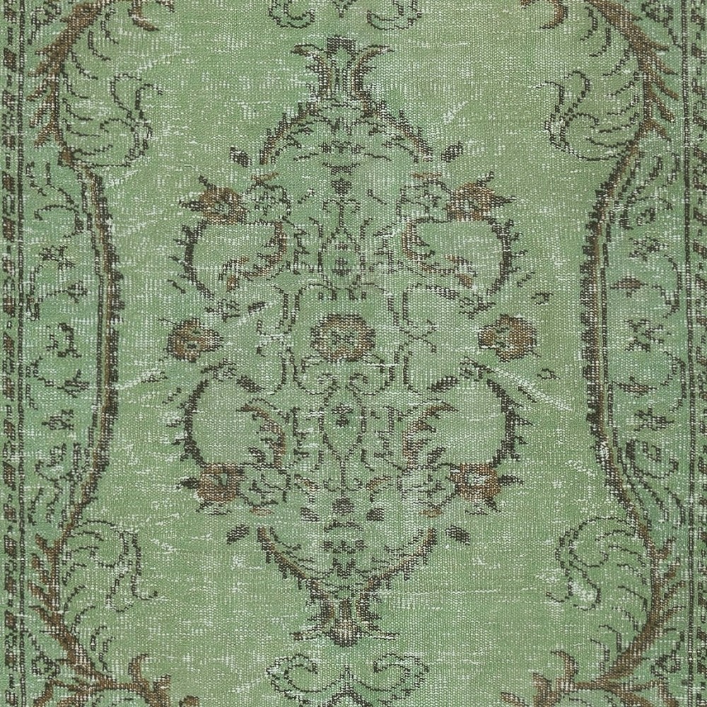 Contemporary Handmade Turkish Wool Area Rug in Green