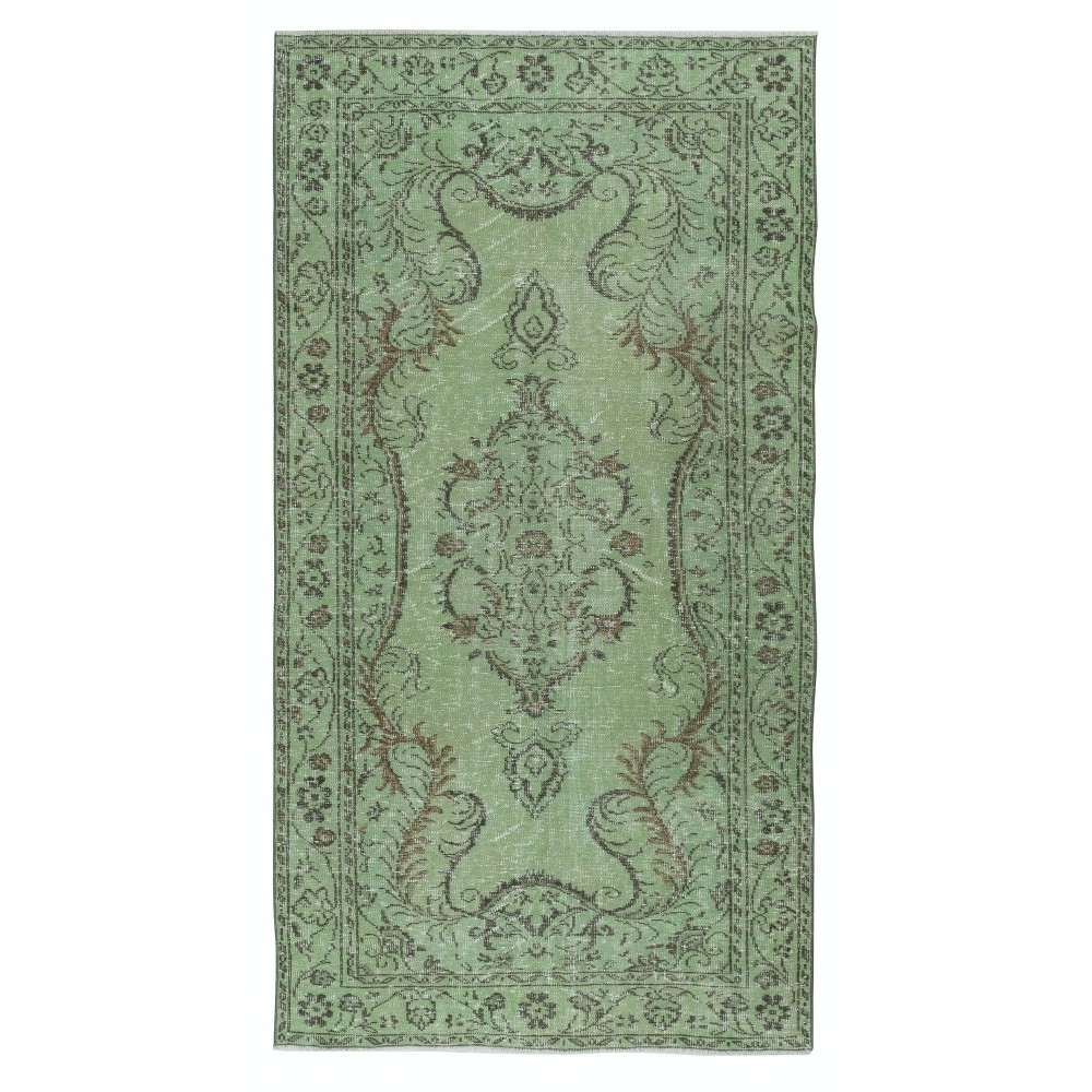 Contemporary Handmade Turkish Wool Area Rug in Green